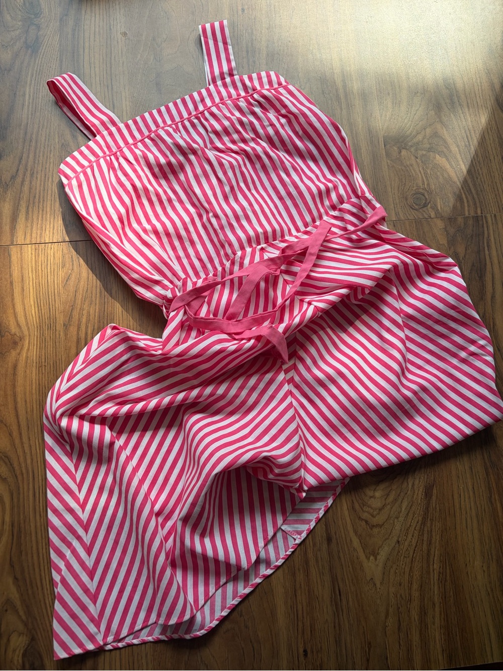Vintage Hot Pink & White Candy Striped Knee-Length Cotton Dress - Picture 1 of 9